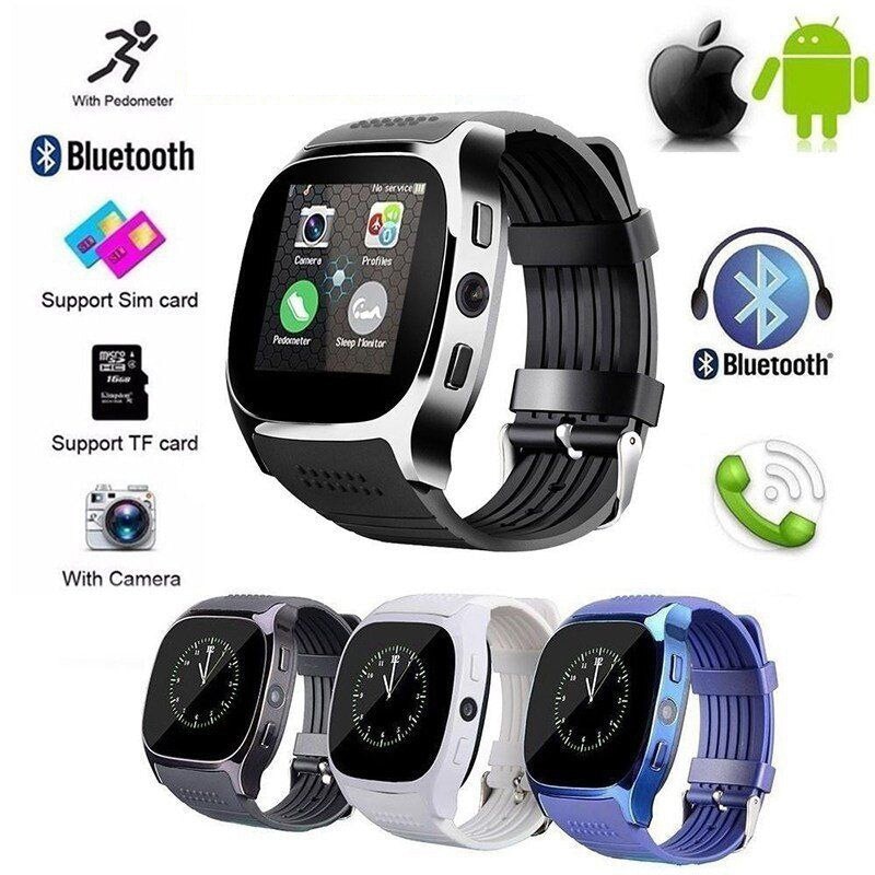 Waterproof Unisex Smart Bracelet with Pedometer GSM SIM Bluetooth Wrist Camera Watch T8 - Blue - 3