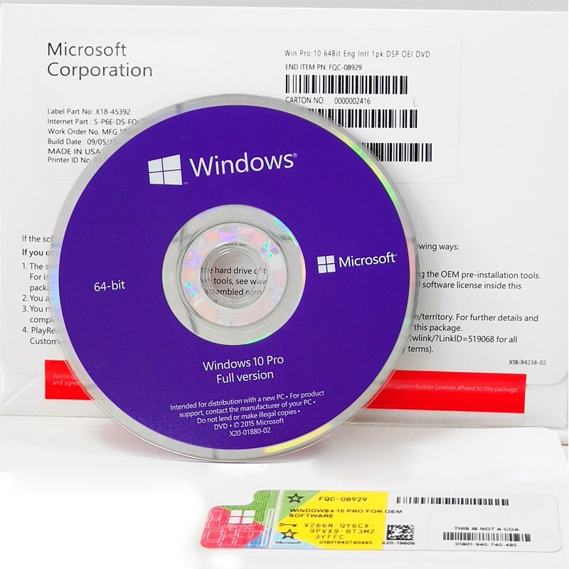 Buy Windows 10 Pro DVD OEM 64 bit Brand New Cheap