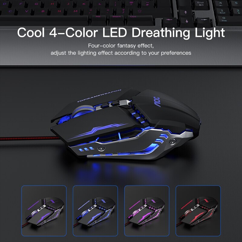 Wired Gaming Mouse 3200 DPI Optical LED USB Mouse for laptop PC Gamer Black - 3