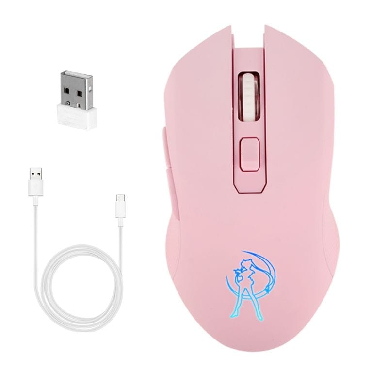 Wireless Pink Silent LED Optical Gaming Mouse 1600DPI 2.4G USB Pink - 1