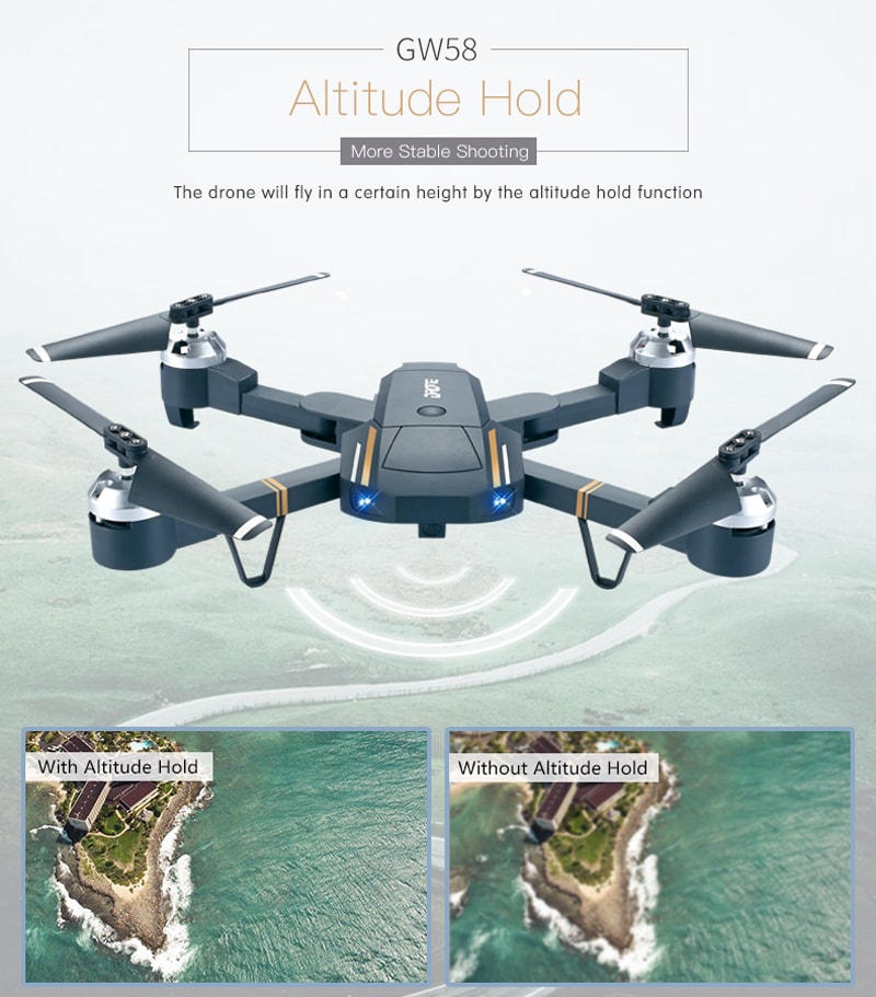 GW58/XT-1 Folding Selfie Drone with Camera HD Headless Mode Hover Quadcopter Wifi FPV RC Quadrocopter - 30W - 3