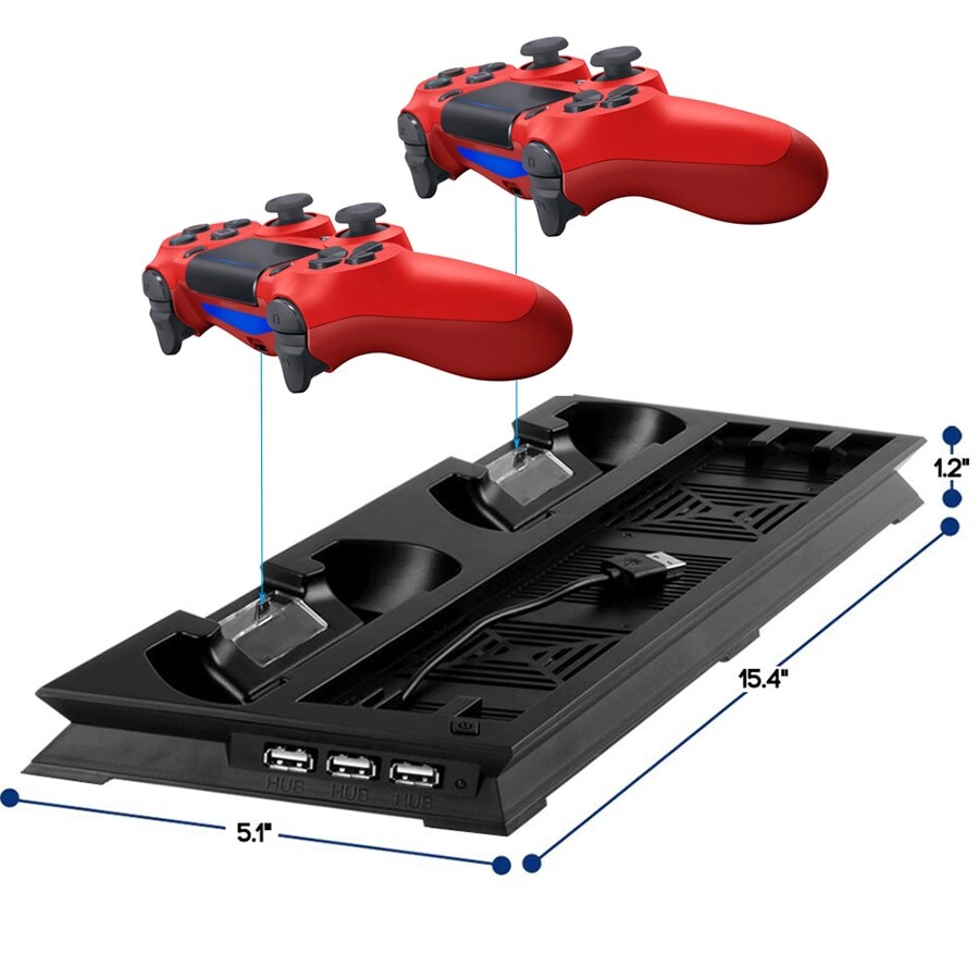 Vertical Stand with Cooling Fan for Sony Playstation 4 Pro with Dual Controllers Charger - 2