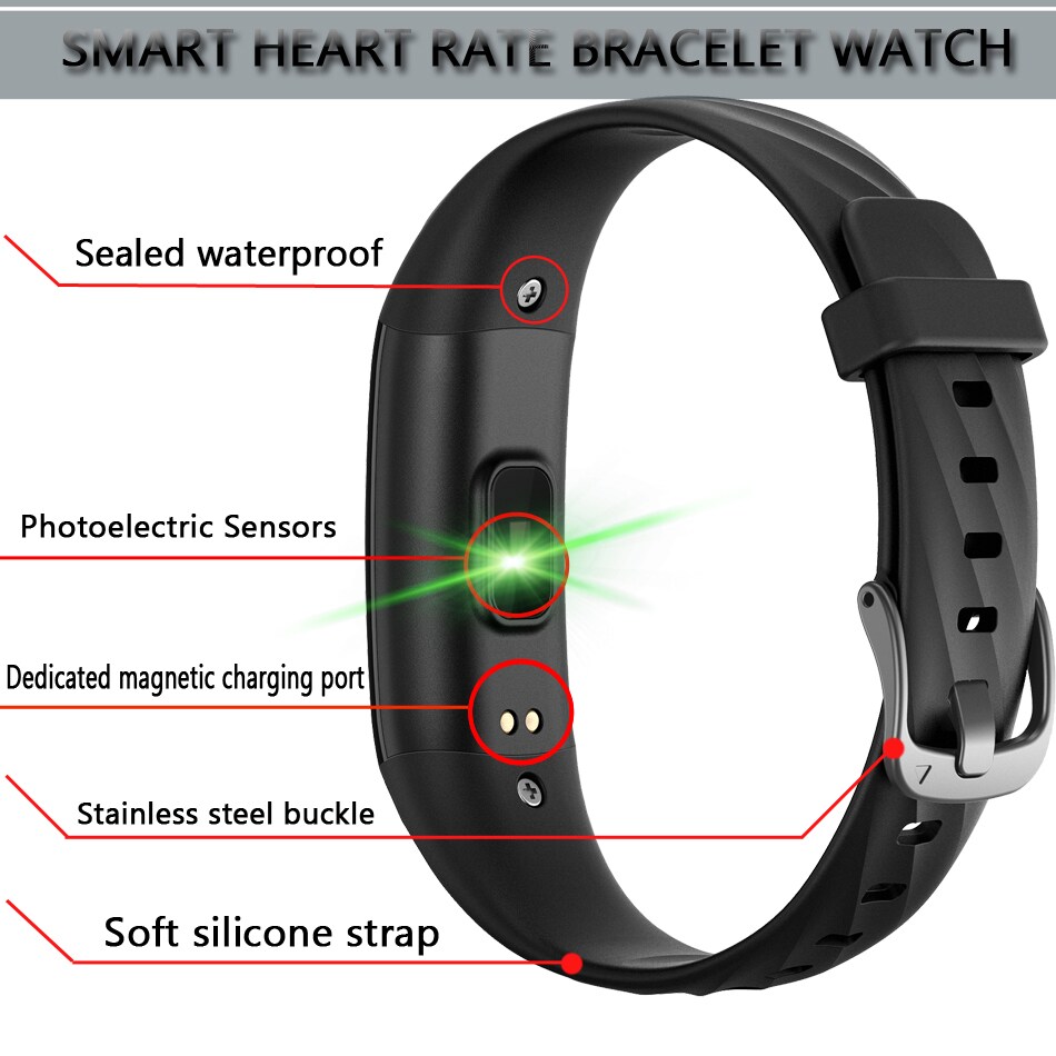 IP68 Waterproof Smart Watch with Fitness Tracker blood pressure heart rate monitor - Black - 6