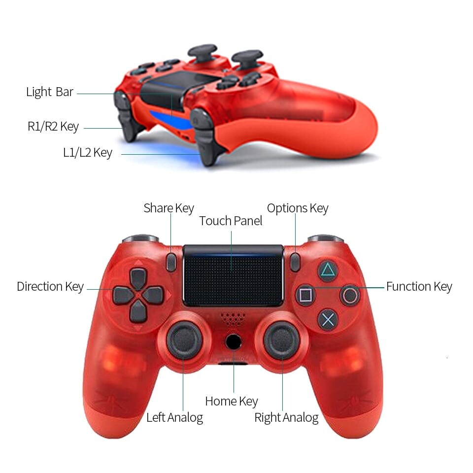 Wireless Controller for all PS4 Consoles with GIFT 2 Thumb Grips Gold Red - 2