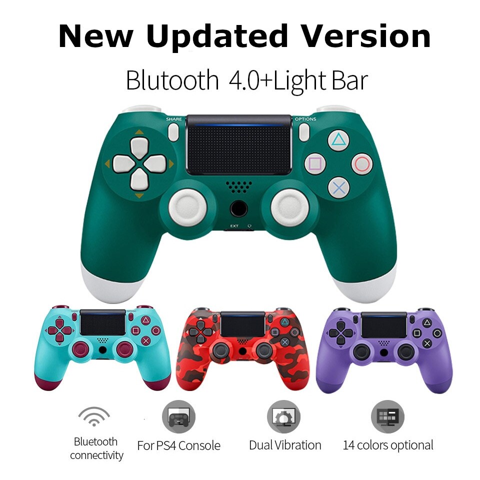 Wireless Controller for all SONY PS4 Consoles with GIFT 2 Thumb Grips for Dualshock 4 V2 Green Camo - 2