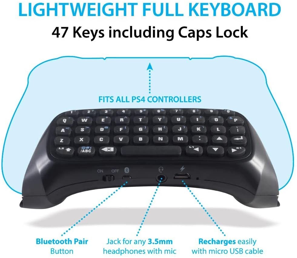 Mutilfunction 2 in1 Bluetooth Mini Wireless Chatpad Message Keyboard Game Consoles for Sony Playstation 4 PS4 Controller Gaming - 2